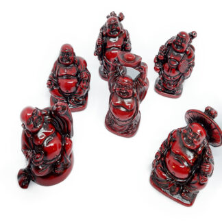 Boeddha's rood set van 6 mini beeldjes 5 cm