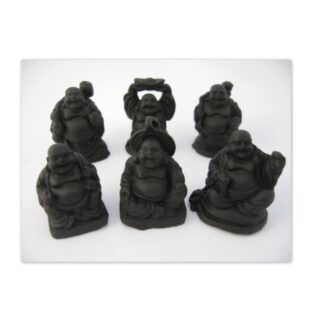 Boeddha’s zwart set van 6 mini beeldjes 3 cm