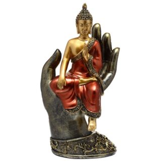 Thaise Boeddha zittend in hand Goud en Rood