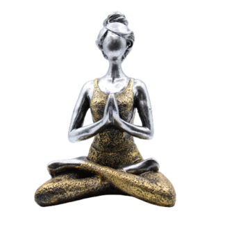 Yoga Beeldje – Vrouw – Zilver & Goud – 24cm