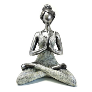 Yoga Beeldje – Vrouw – Zilver & Wit – 24cm