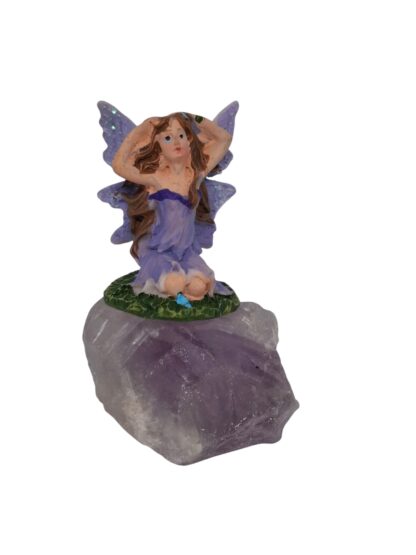 AdelaArT – Mountain Gemstone fairy – edelsteen bergje met Fee – Collectors Item – Amethist FMA 01