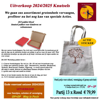 Partij 13 x knutselpakket Rood - Draagtas met levensboom met edelstenen kralen voor groepen, scholen of feestje